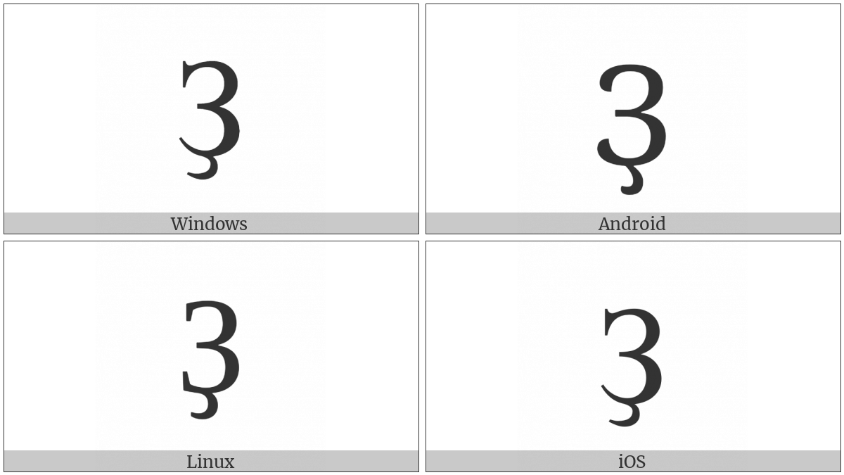 Cyrillic Capital Letter Ze With Descender on various operating systems