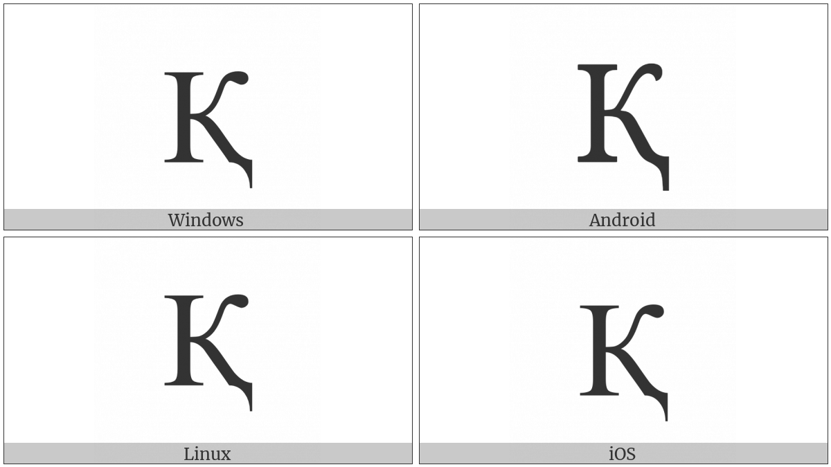 Cyrillic Capital Letter Ka With Descender on various operating systems