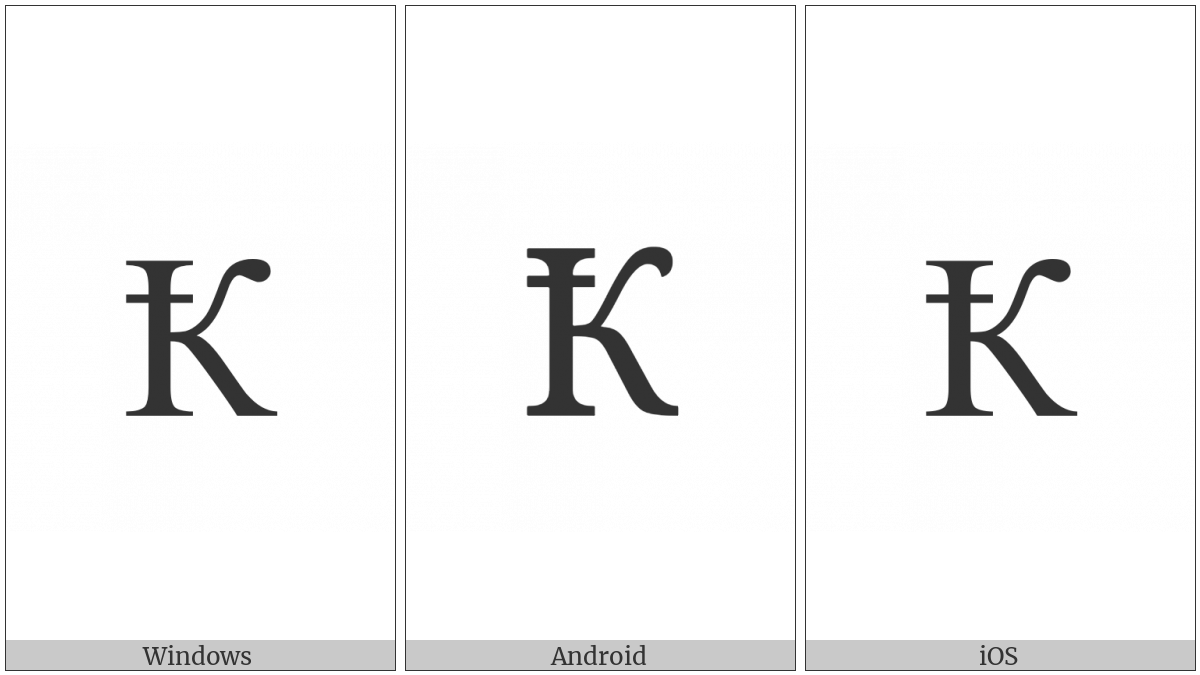 Cyrillic Capital Letter Ka With Stroke on various operating systems