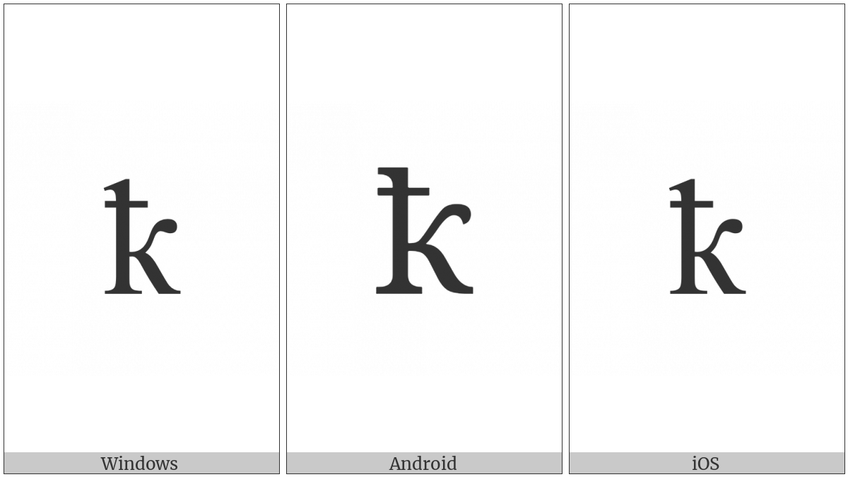 Cyrillic Small Letter Ka With Stroke on various operating systems