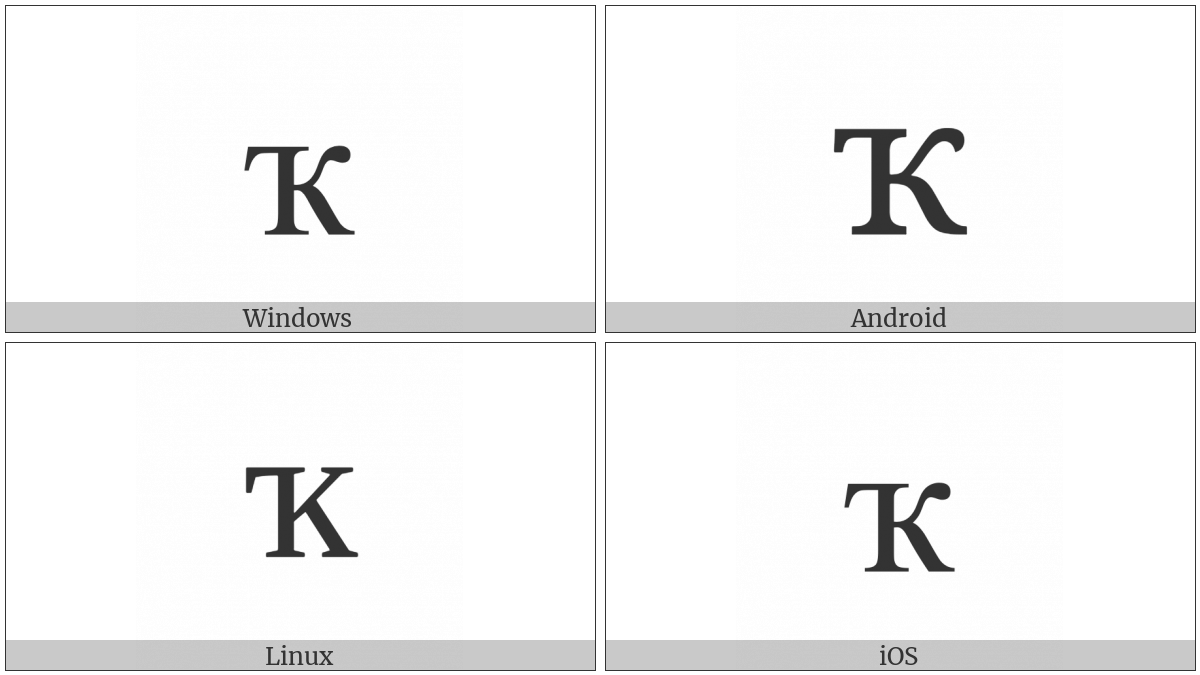 Cyrillic Small Letter Bashkir Ka on various operating systems