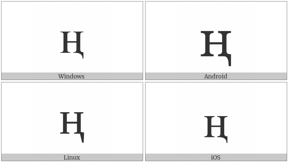 Cyrillic Small Letter En With Descender on various operating systems