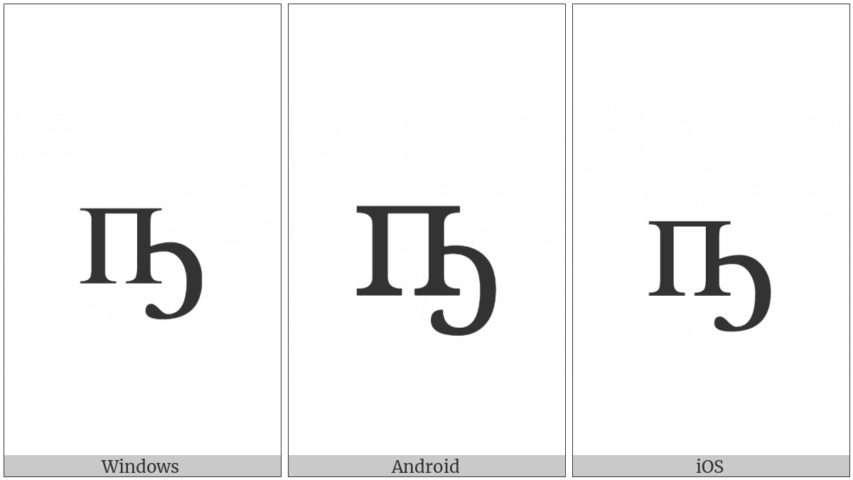 Cyrillic Small Letter Pe With Middle Hook on various operating systems