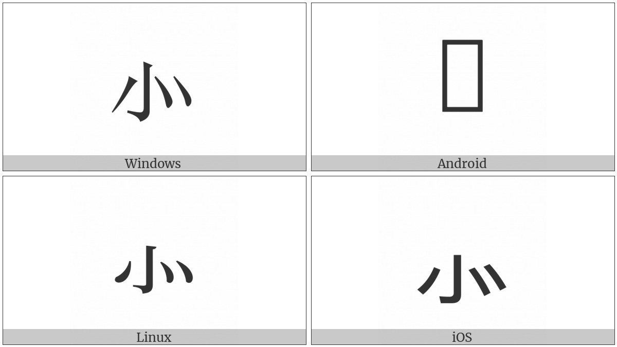 Cjk Radical Heart Two on various operating systems