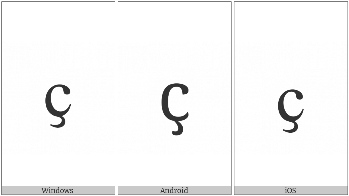 Cyrillic Small Letter Es With Descender on various operating systems