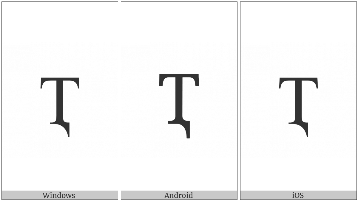 Cyrillic Capital Letter Te With Descender on various operating systems