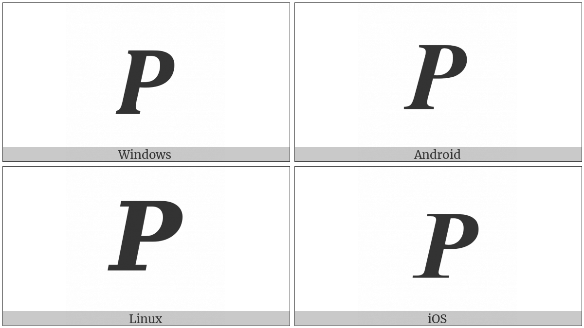 Mathematical Bold Italic Capital P on various operating systems