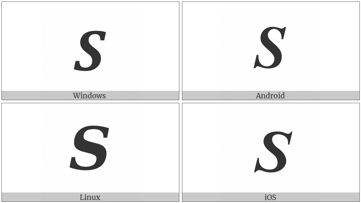 Mathematical Bold Italic Capital S on various operating systems