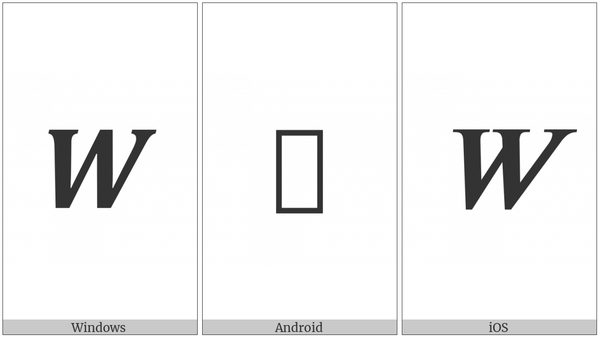 Mathematical Bold Italic Capital W on various operating systems