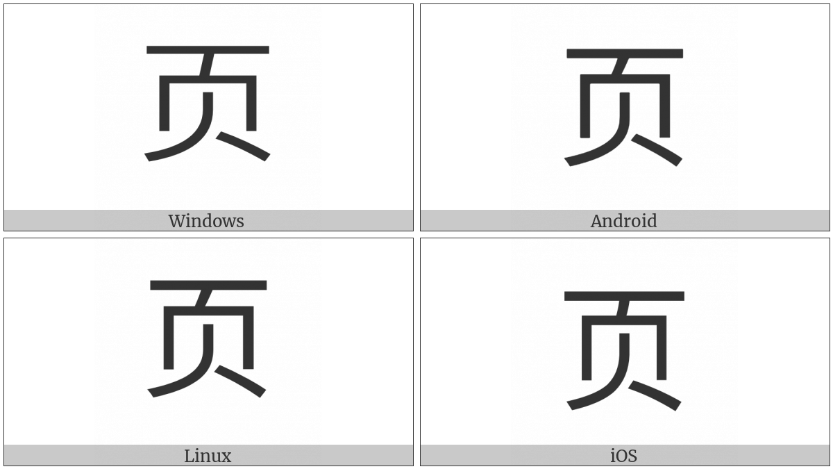 Cjk Radical C-Simplified Leaf on various operating systems