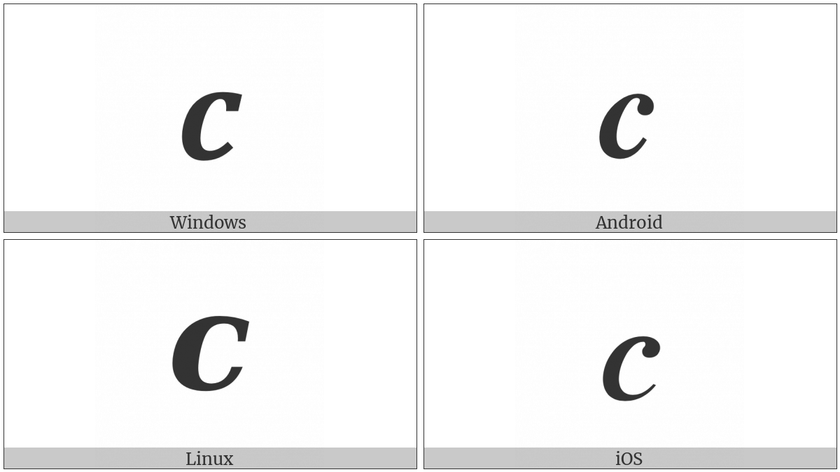 Mathematical Bold Italic Small C on various operating systems