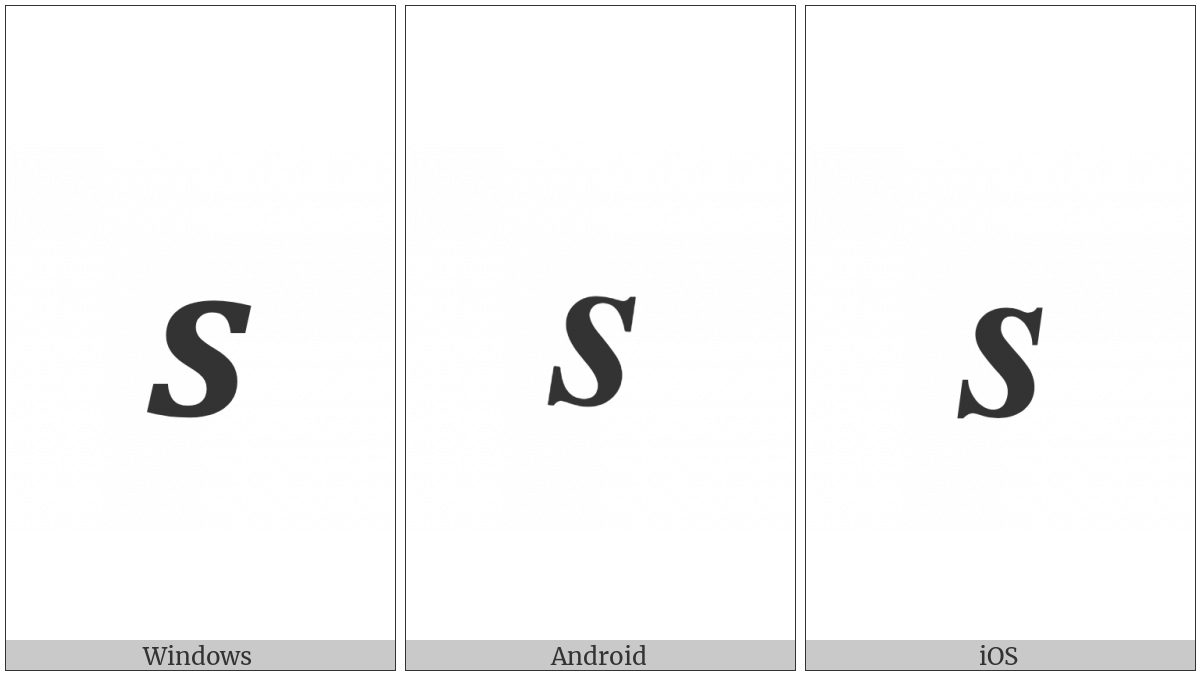 Mathematical Bold Italic Small S on various operating systems