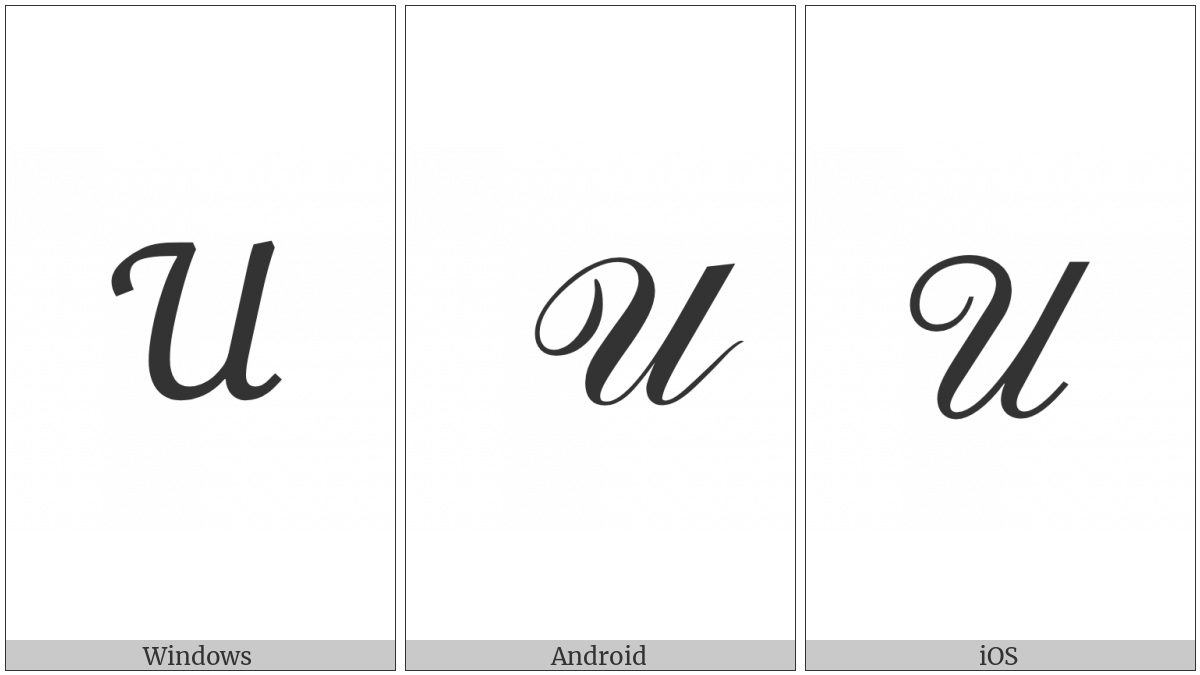 Mathematical Script Capital U on various operating systems