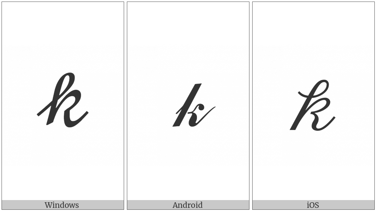 Mathematical Script Small K on various operating systems