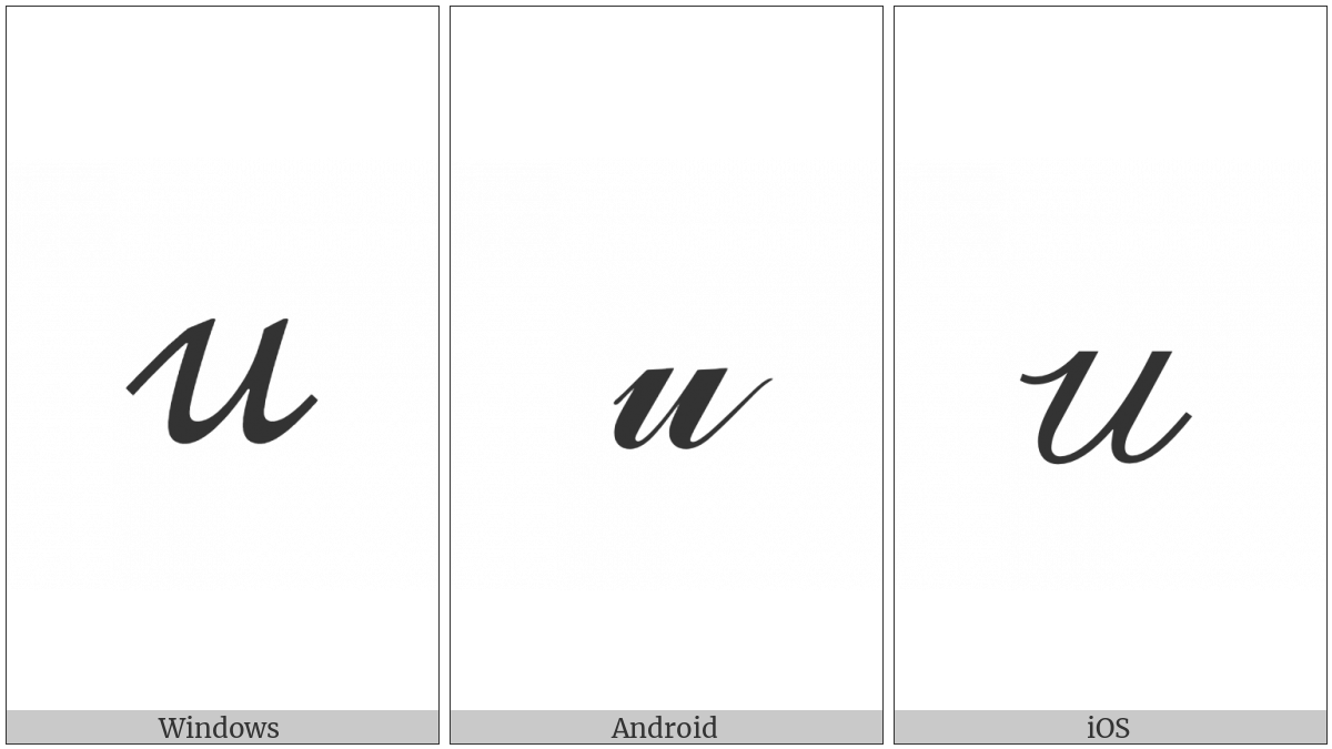 Mathematical Script Small U on various operating systems