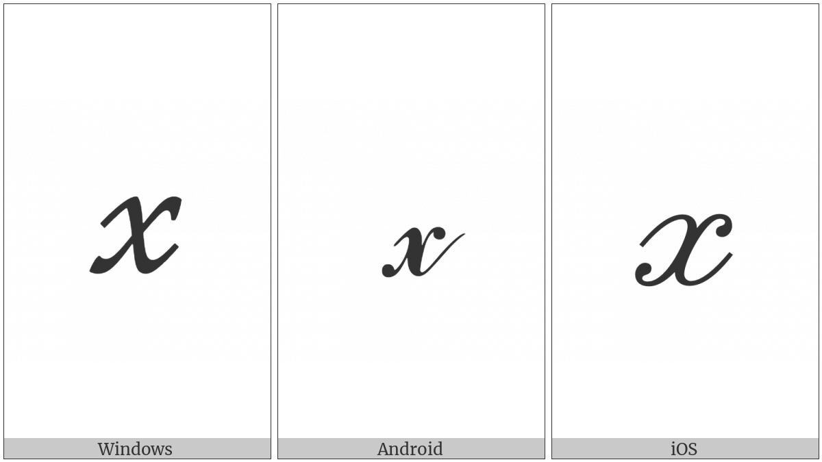 Mathematical Script Small X on various operating systems