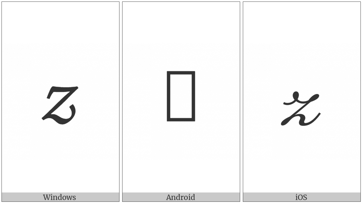 Mathematical Script Small Z on various operating systems