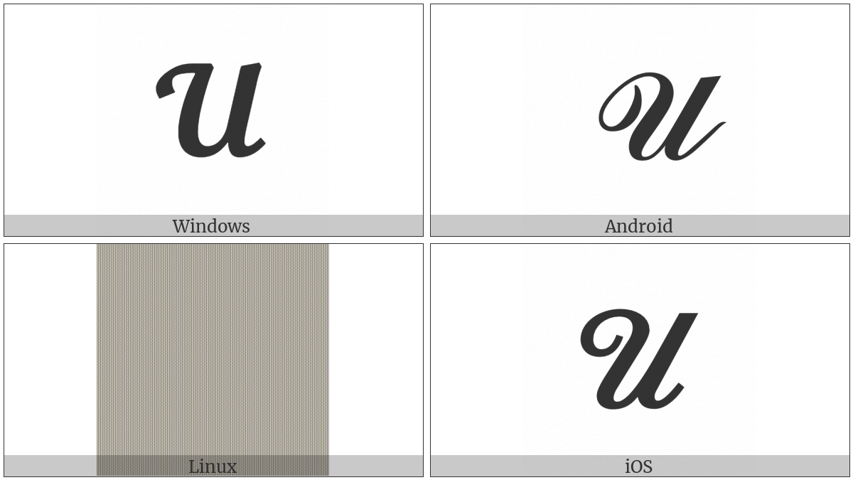 Mathematical Bold Script Capital U on various operating systems