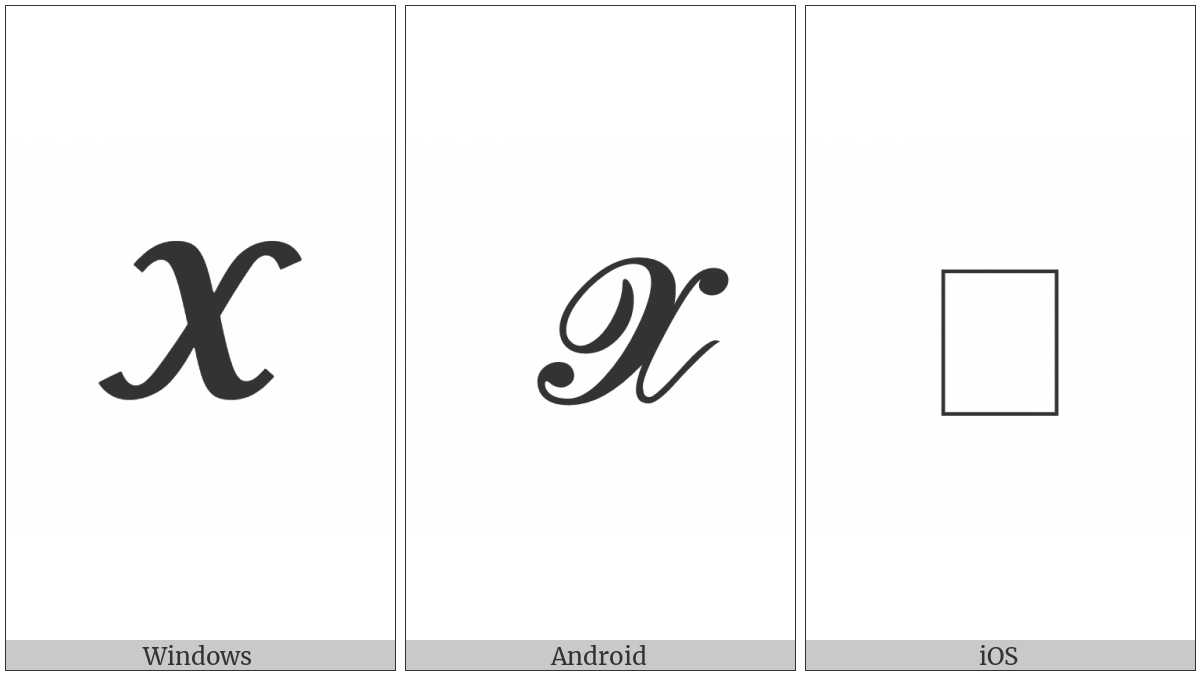 Mathematical Bold Script Capital X on various operating systems