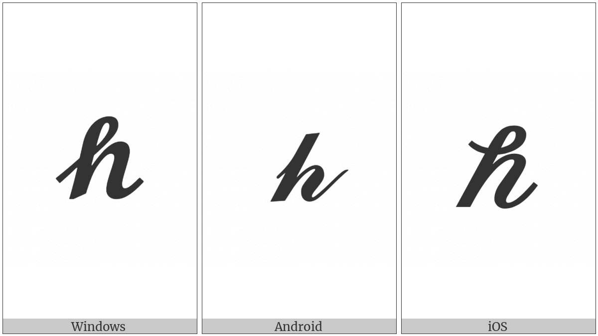 Mathematical Bold Script Small H on various operating systems