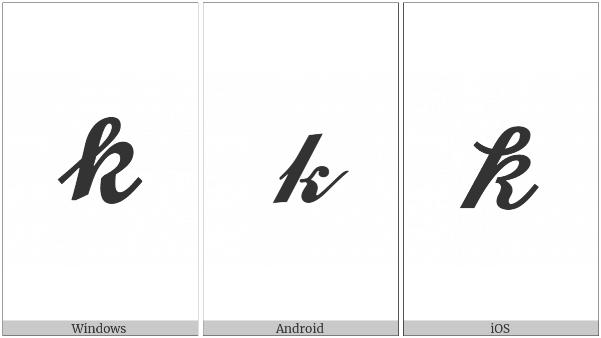 Mathematical Bold Script Small K on various operating systems