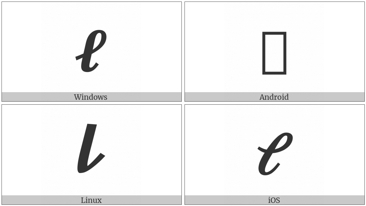 Mathematical Bold Script Small L on various operating systems