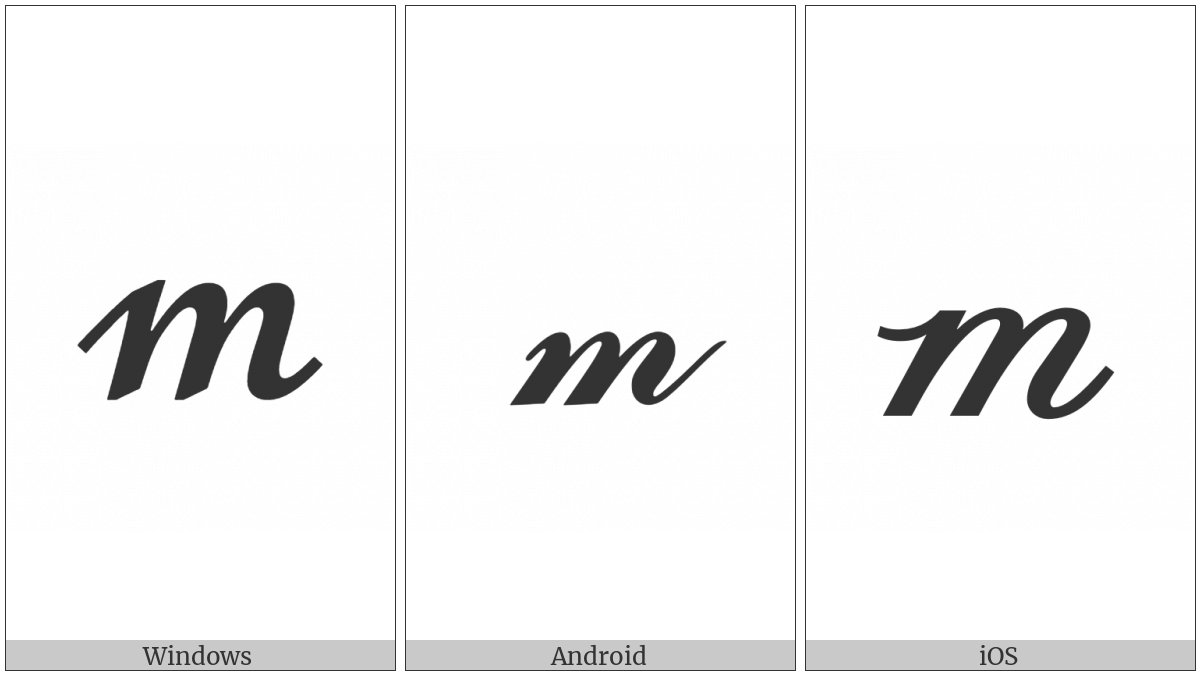 Mathematical Bold Script Small M on various operating systems