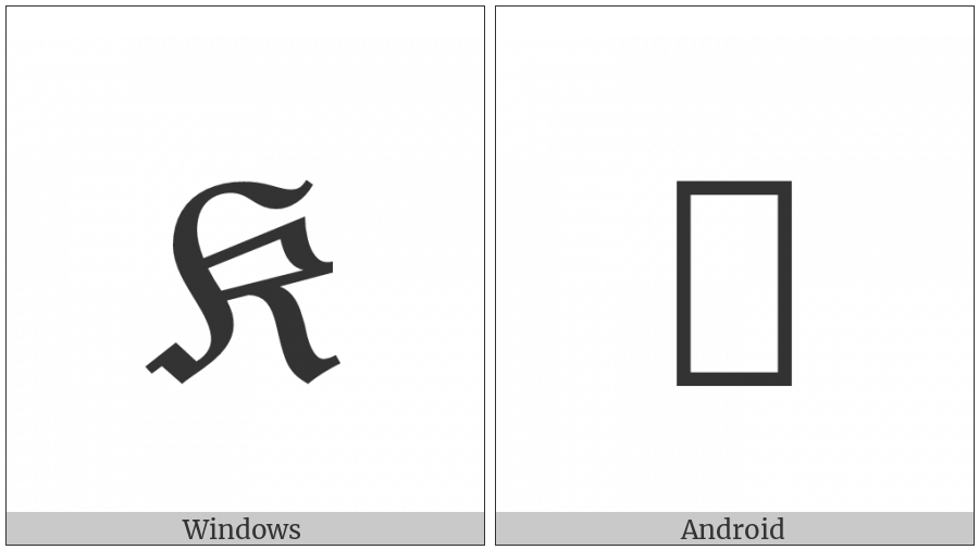 Mathematical Fraktur Capital K on various operating systems