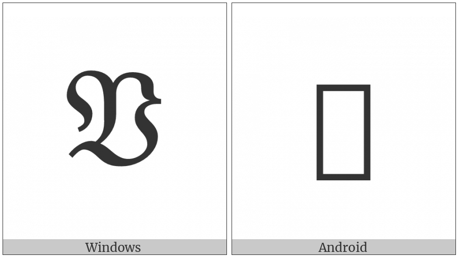 Mathematical Fraktur Capital V on various operating systems