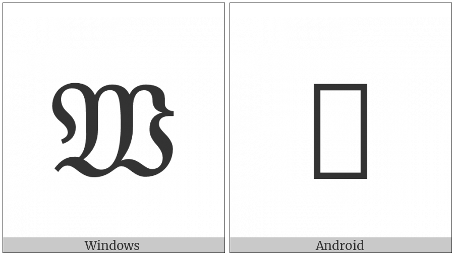 Mathematical Fraktur Capital W on various operating systems