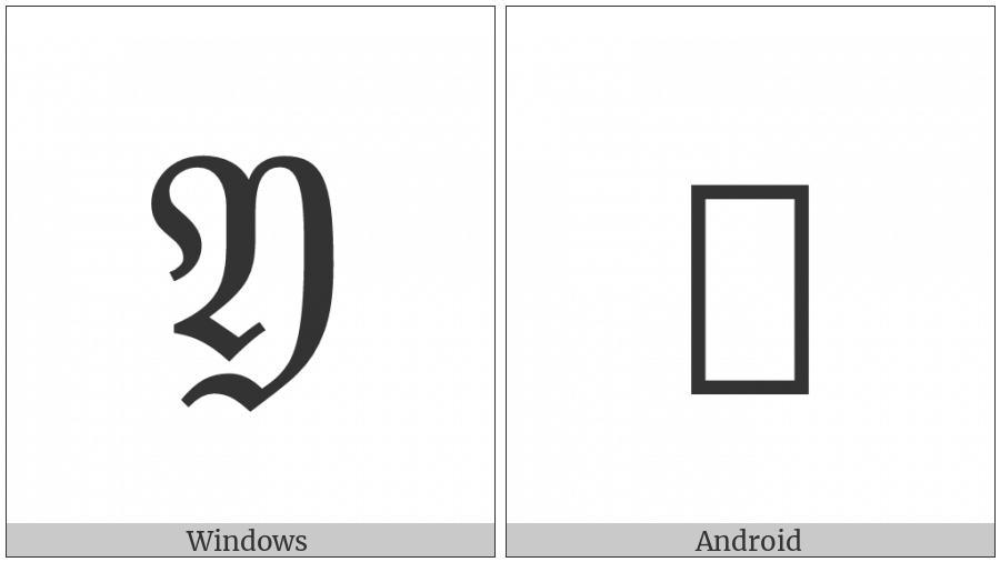 Mathematical Fraktur Capital Y on various operating systems