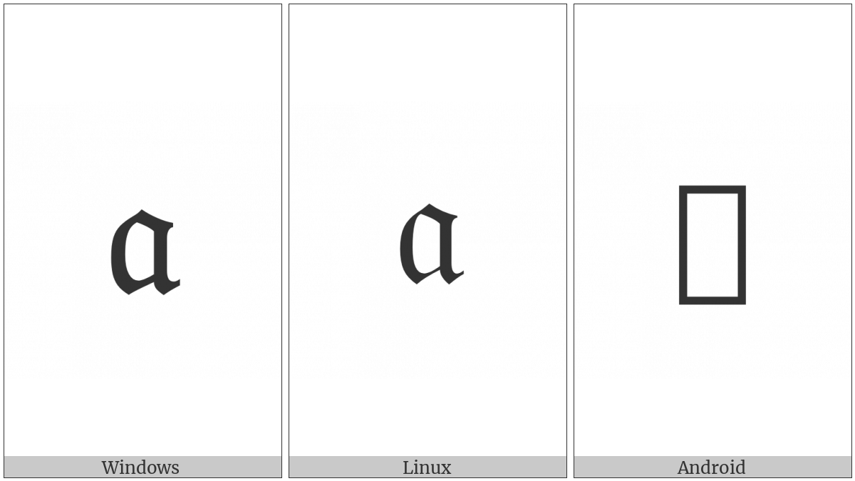 Mathematical Fraktur Small A on various operating systems