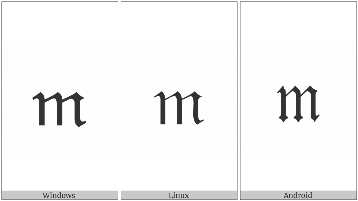 Mathematical Fraktur Small M on various operating systems