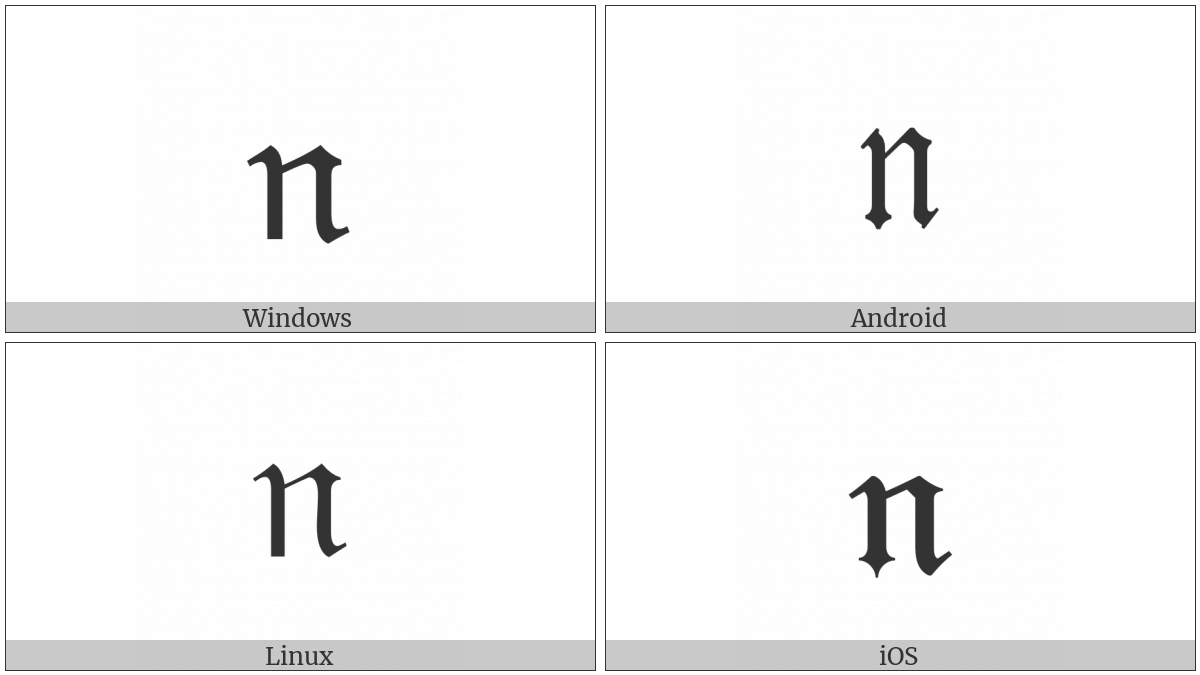 Mathematical Fraktur Small N on various operating systems