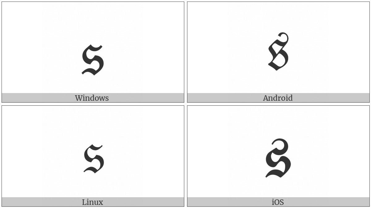 Mathematical Fraktur Small S on various operating systems