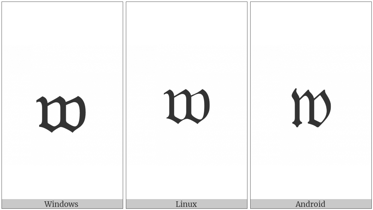 Mathematical Fraktur Small W on various operating systems