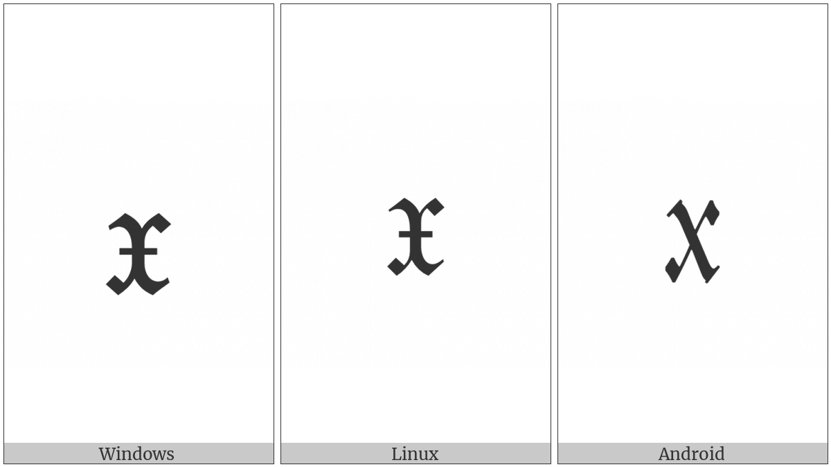 Mathematical Fraktur Small X on various operating systems