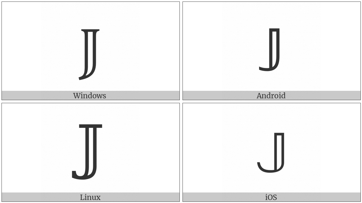 Mathematical Double-Struck Capital J on various operating systems