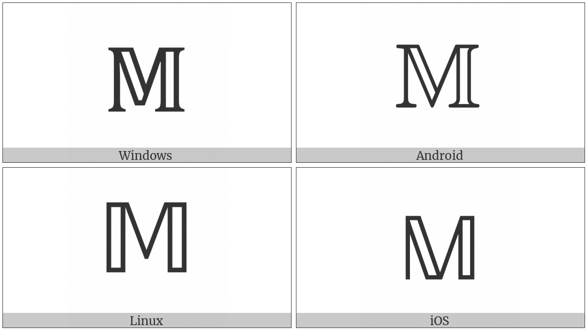 Mathematical Double-Struck Capital M on various operating systems