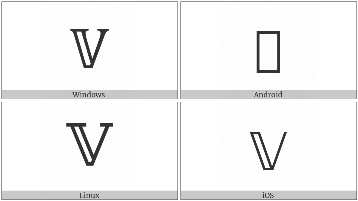 Mathematical Double-Struck Capital V on various operating systems