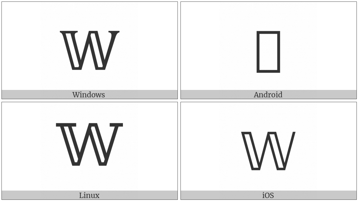 Mathematical Double-Struck Capital W on various operating systems