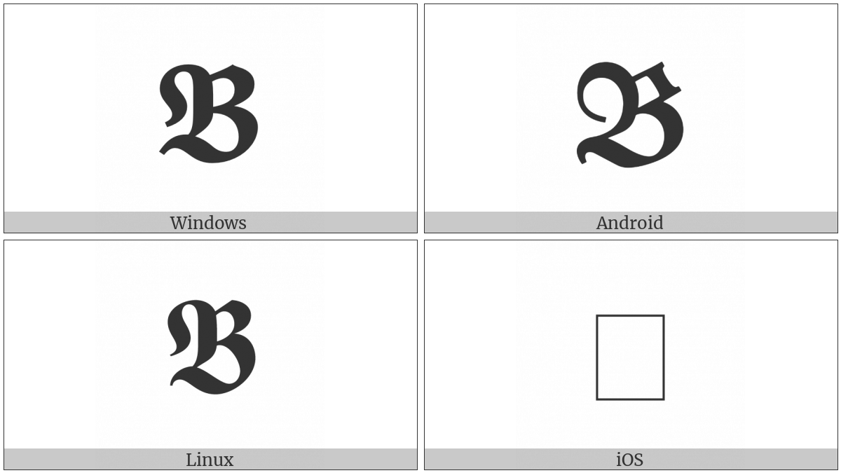 Mathematical Bold Fraktur Capital B on various operating systems