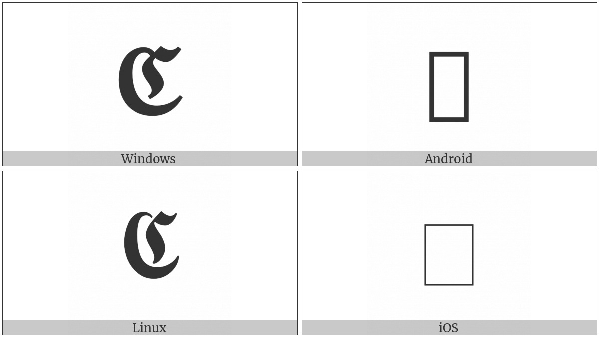 Mathematical Bold Fraktur Capital C on various operating systems