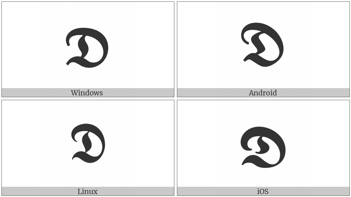 Mathematical Bold Fraktur Capital D on various operating systems