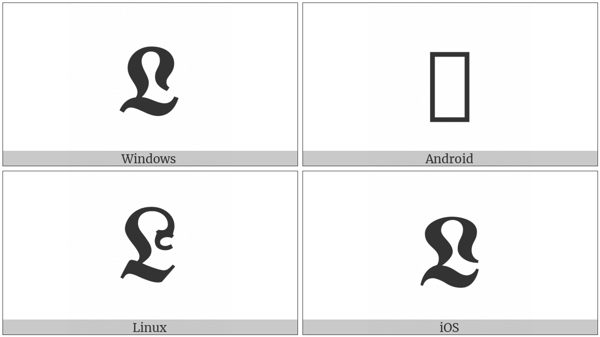 Mathematical Bold Fraktur Capital L on various operating systems