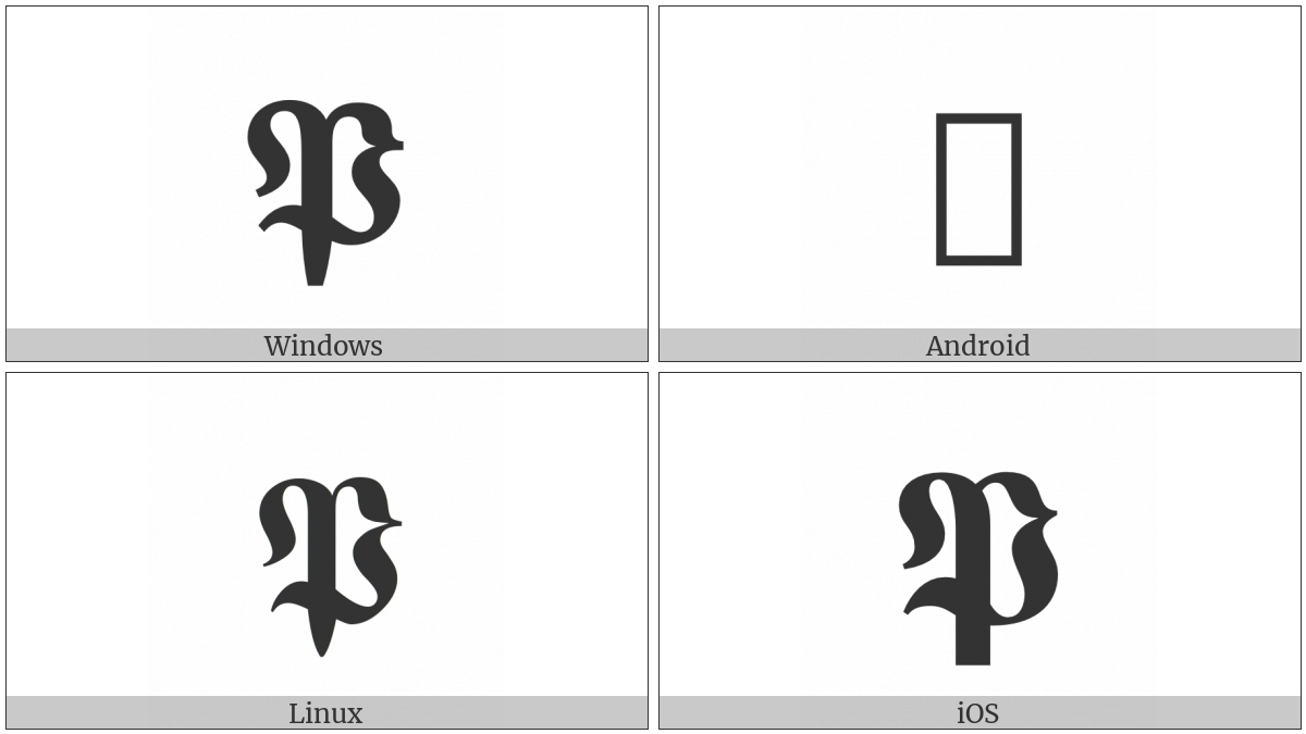 Mathematical Bold Fraktur Capital P on various operating systems