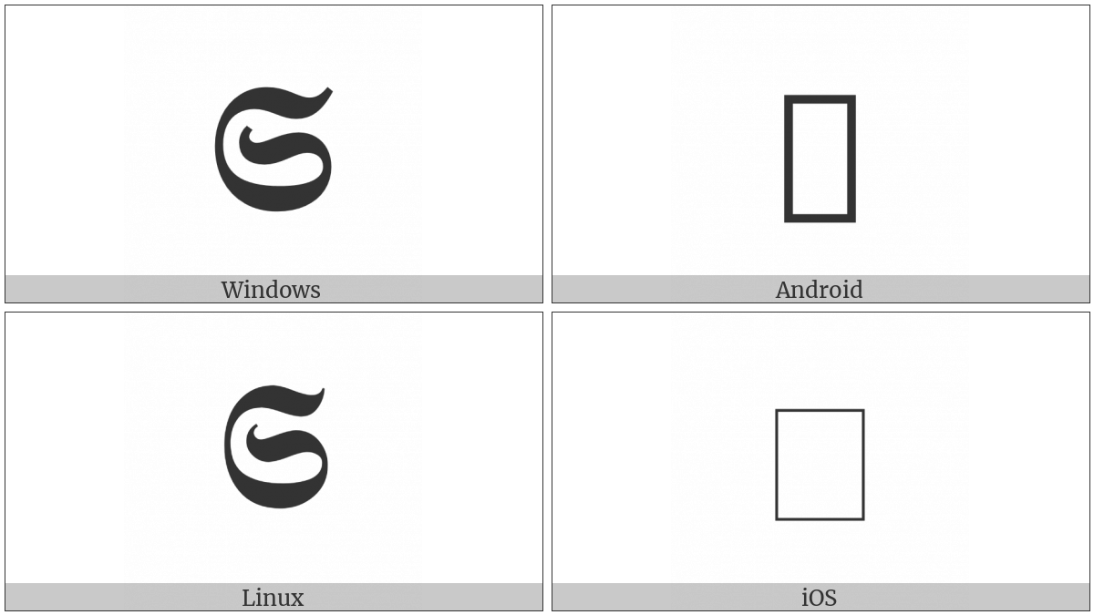 Mathematical Bold Fraktur Capital S on various operating systems