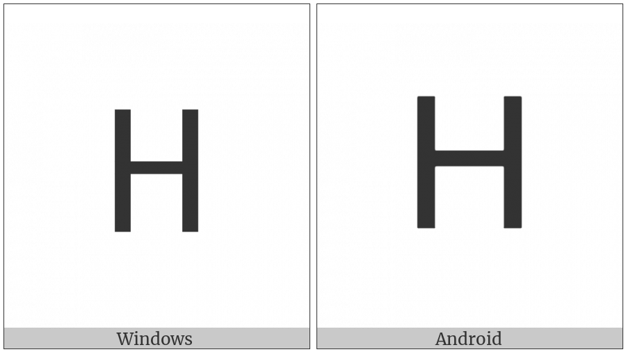 Mathematical Sans-Serif Capital H on various operating systems