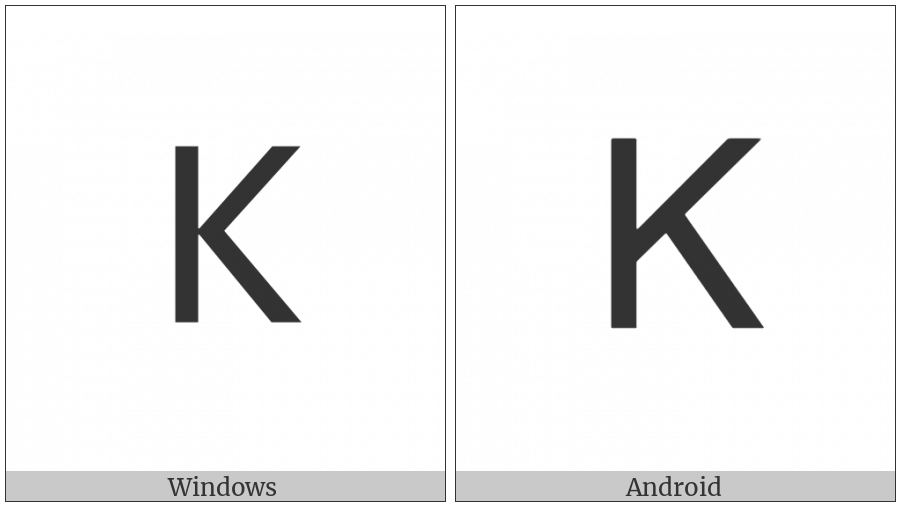 Mathematical Sans-Serif Capital K on various operating systems