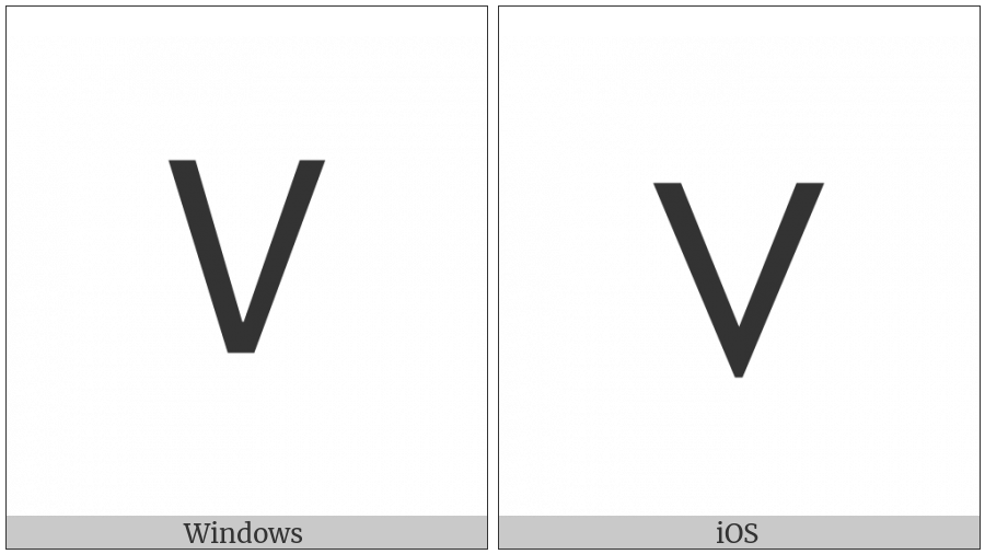 Mathematical Sans-Serif Capital V on various operating systems